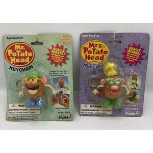 Vintage 90's Novelty Keychain Lot of 2: Mr. Potato Head, Mrs. Potato Head